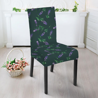 Purple Lavender Pattern Print Dining Chair Slipcover