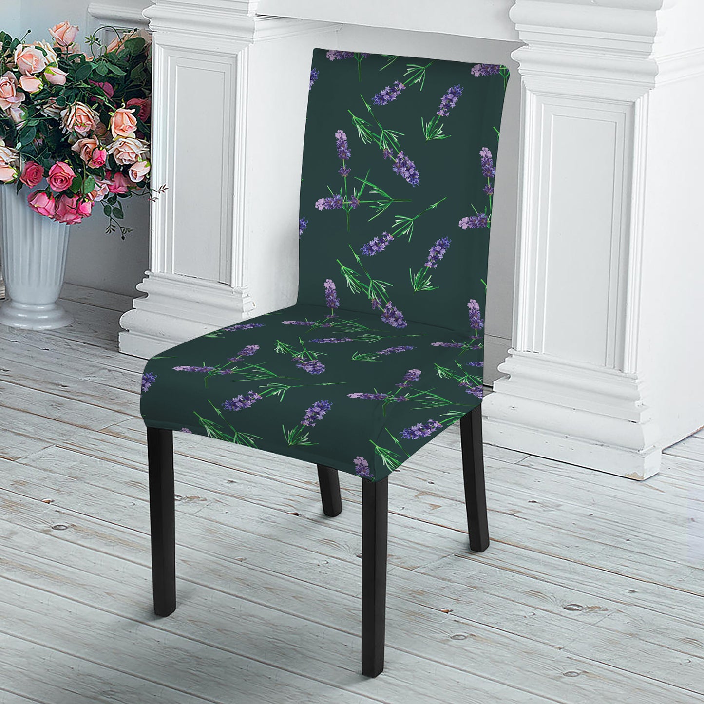 Purple Lavender Pattern Print Dining Chair Slipcover