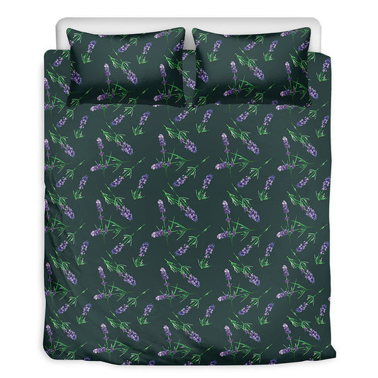Purple Lavender Pattern Print Duvet Cover Bedding Set