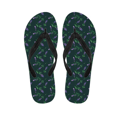 Purple Lavender Pattern Print Flip Flops