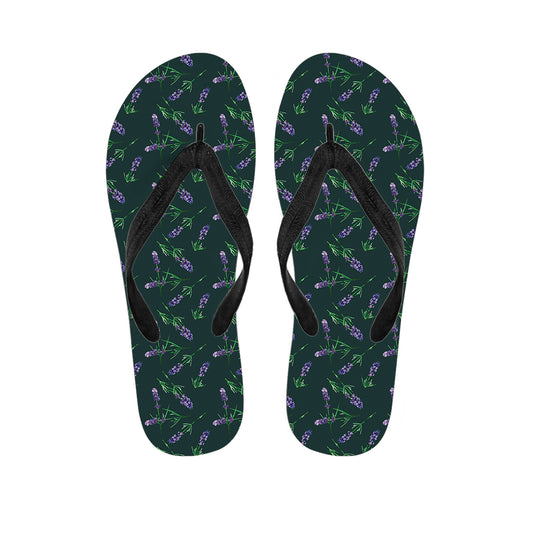Purple Lavender Pattern Print Flip Flops