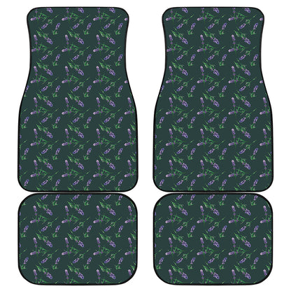 Purple Lavender Pattern Print Front and Back Car Floor Mats