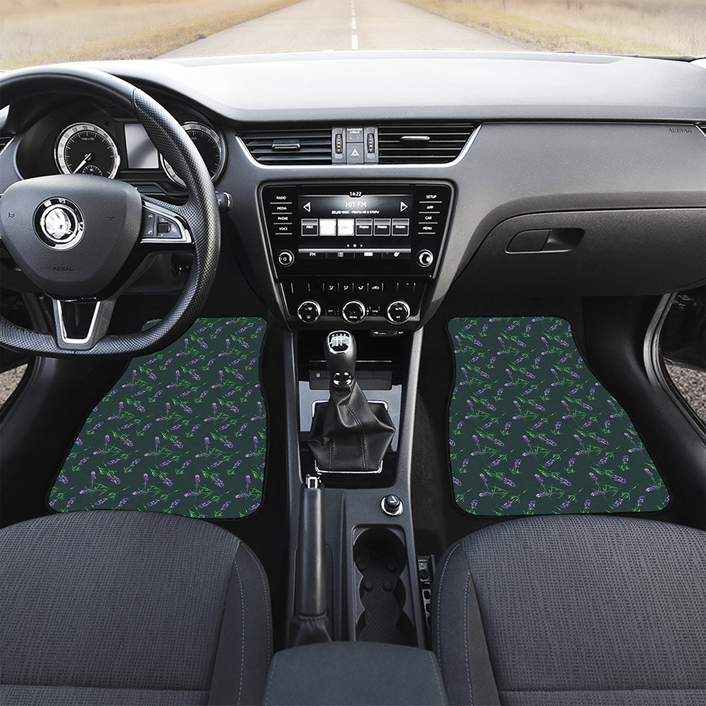 Purple Lavender Pattern Print Front and Back Car Floor Mats