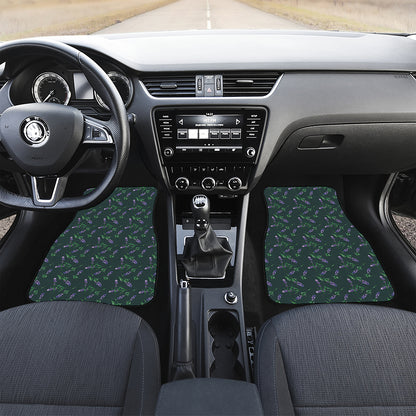 Purple Lavender Pattern Print Front and Back Car Floor Mats