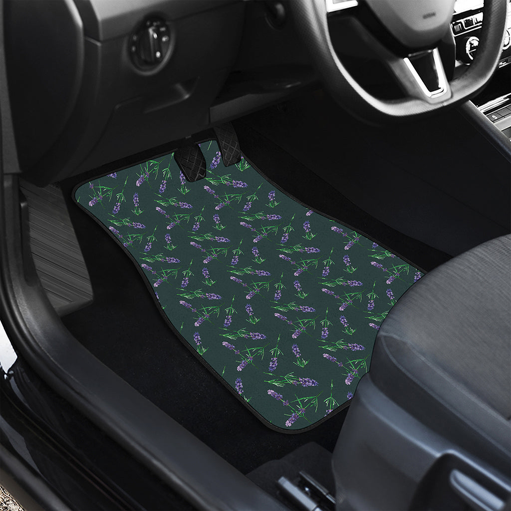 Purple Lavender Pattern Print Front and Back Car Floor Mats
