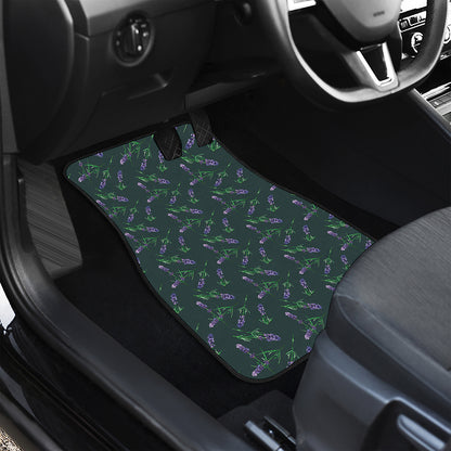 Purple Lavender Pattern Print Front and Back Car Floor Mats
