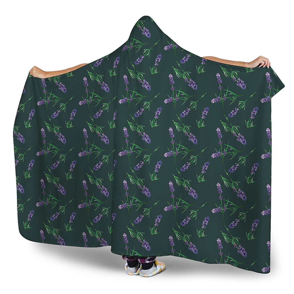 Purple Lavender Pattern Print Hooded Blanket