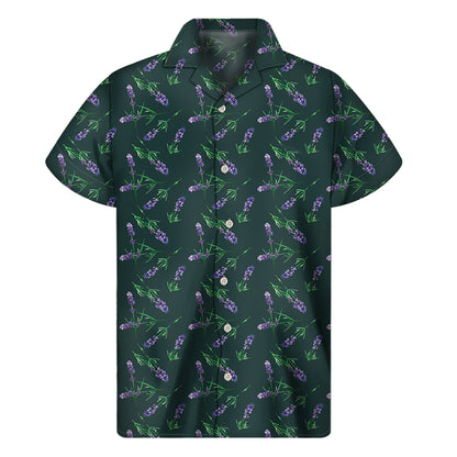 Purple Lavender Pattern Print Men's Short Sleeve Shirt