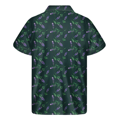 Purple Lavender Pattern Print Men's Short Sleeve Shirt