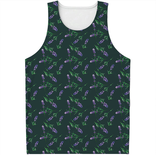 Purple Lavender Pattern Print Men's Tank Top