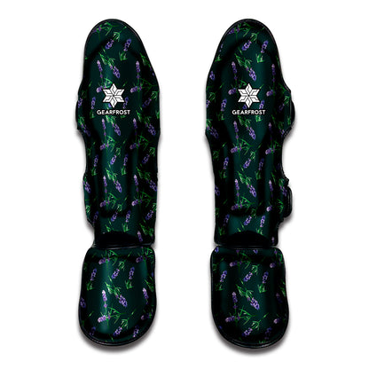 Purple Lavender Pattern Print Muay Thai Shin Guard