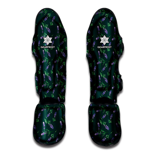 Purple Lavender Pattern Print Muay Thai Shin Guard