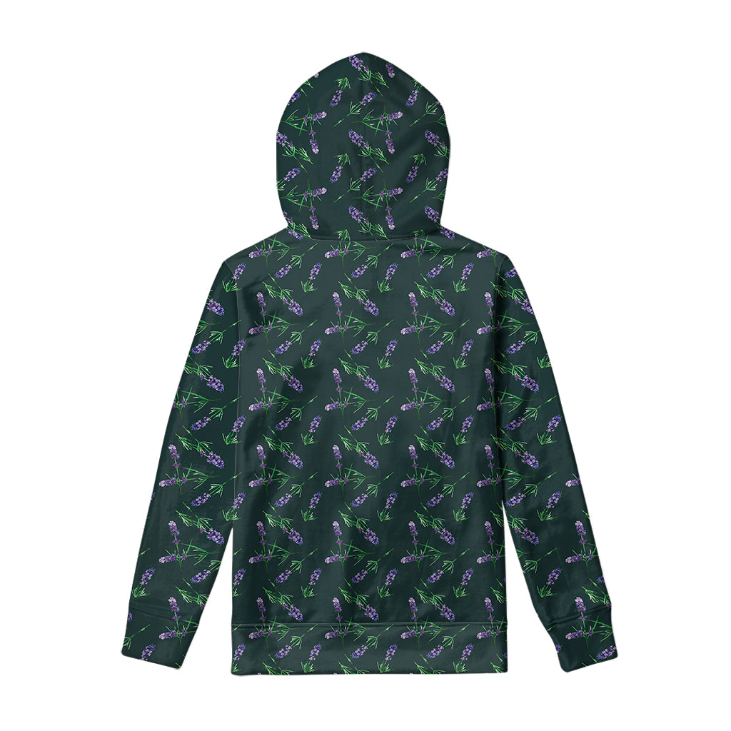 Purple Lavender Pattern Print Pullover Hoodie