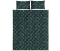 Purple Lavender Pattern Print Quilt Bed Set