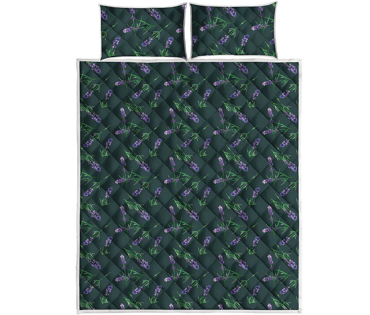 Purple Lavender Pattern Print Quilt Bed Set
