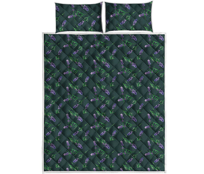 Purple Lavender Pattern Print Quilt Bed Set