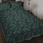 Purple Lavender Pattern Print Quilt Bed Set