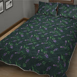 Purple Lavender Pattern Print Quilt Bed Set