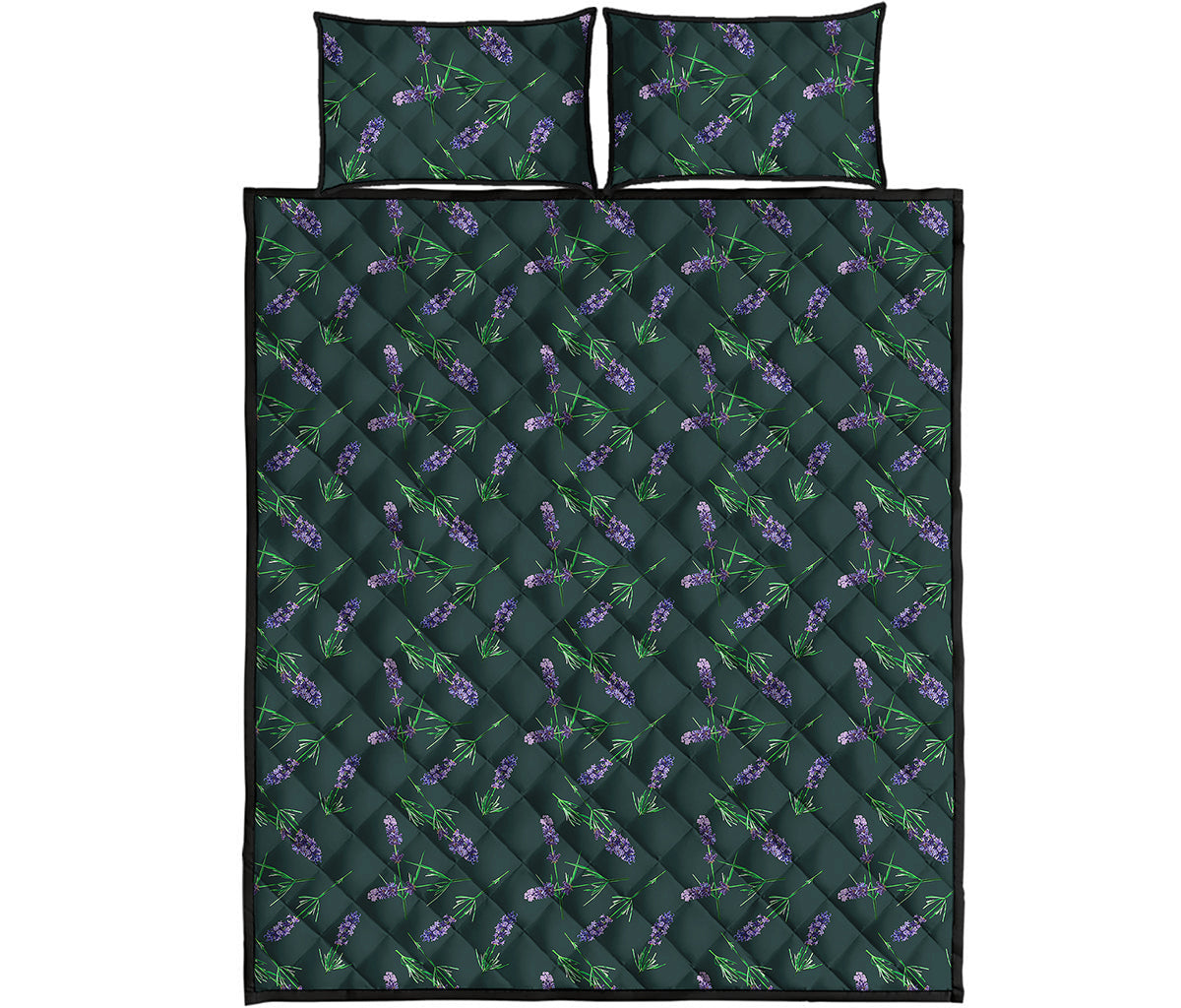 Purple Lavender Pattern Print Quilt Bed Set
