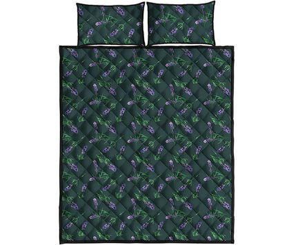 Purple Lavender Pattern Print Quilt Bed Set