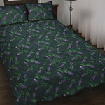 Purple Lavender Pattern Print Quilt Bed Set