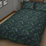 Purple Lavender Pattern Print Quilt Bed Set