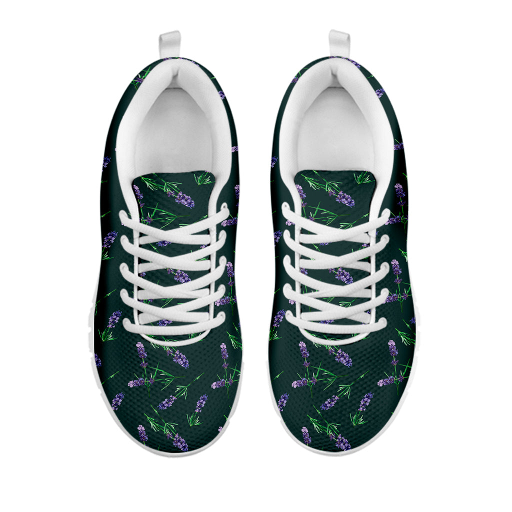 Purple Lavender Pattern Print White Sneakers