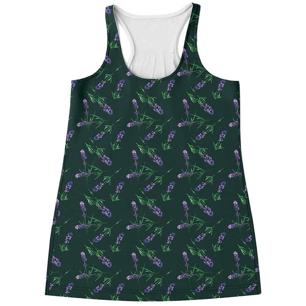 Purple Lavender Pattern Print Women's Racerback Tank Top