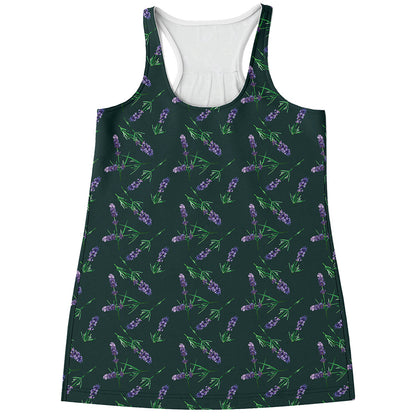 Purple Lavender Pattern Print Women's Racerback Tank Top