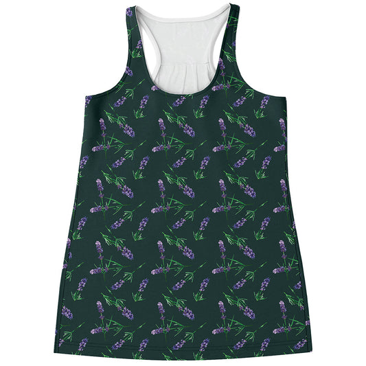 Purple Lavender Pattern Print Women's Racerback Tank Top