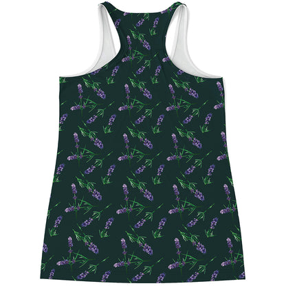 Purple Lavender Pattern Print Women's Racerback Tank Top