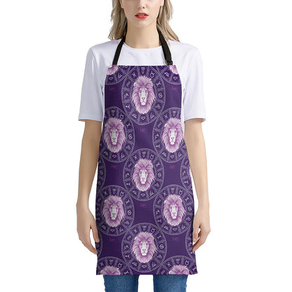 Purple Leo Zodiac Pattern Print Apron
