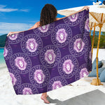 Purple Leo Zodiac Pattern Print Beach Sarong Wrap