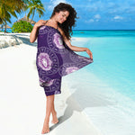 Purple Leo Zodiac Pattern Print Beach Sarong Wrap