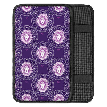 Purple Leo Zodiac Pattern Print Car Center Console Cover