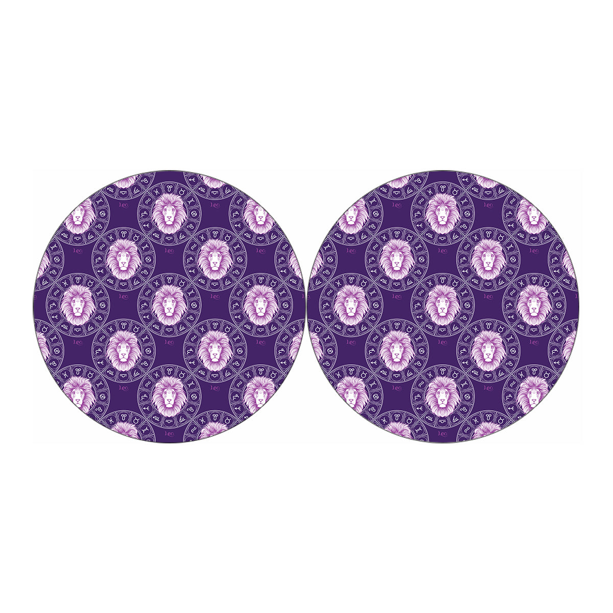 Purple Leo Zodiac Pattern Print Car Coasters