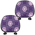 Purple Leo Zodiac Pattern Print Car Headrest Covers