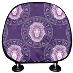 Purple Leo Zodiac Pattern Print Car Headrest Covers