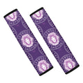 Purple Leo Zodiac Pattern Print Car Seat Belt Covers