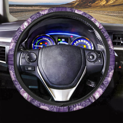 Purple Leo Zodiac Pattern Print Car Steering Wheel Cover