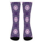 Purple Leo Zodiac Pattern Print Crew Socks