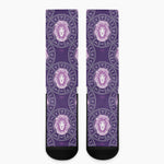 Purple Leo Zodiac Pattern Print Crew Socks