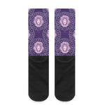 Purple Leo Zodiac Pattern Print Crew Socks