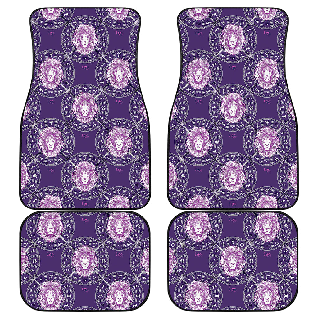 Purple Leo Zodiac Pattern Print Front and Back Car Floor Mats