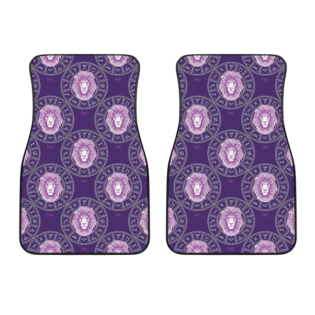 Purple Leo Zodiac Pattern Print Front Car Floor Mats