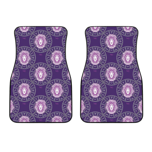 Purple Leo Zodiac Pattern Print Front Car Floor Mats
