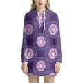 Purple Leo Zodiac Pattern Print Pullover Hoodie Dress