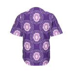 Purple Leo Zodiac Pattern Print Men's Baseball Jersey