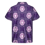 Purple Leo Zodiac Pattern Print Men's Short Sleeve Shirt