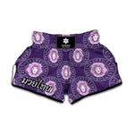 Purple Leo Zodiac Pattern Print Muay Thai Boxing Shorts